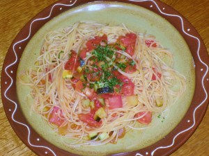 夏野菜とトマトのスパゲティ